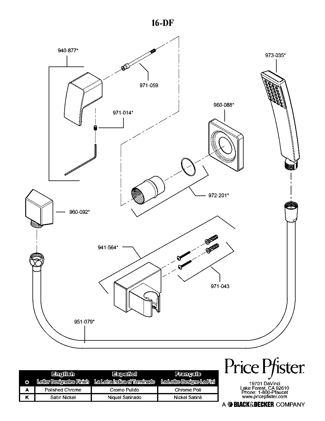 Kenzo Single Function Hand Shower parts diagram