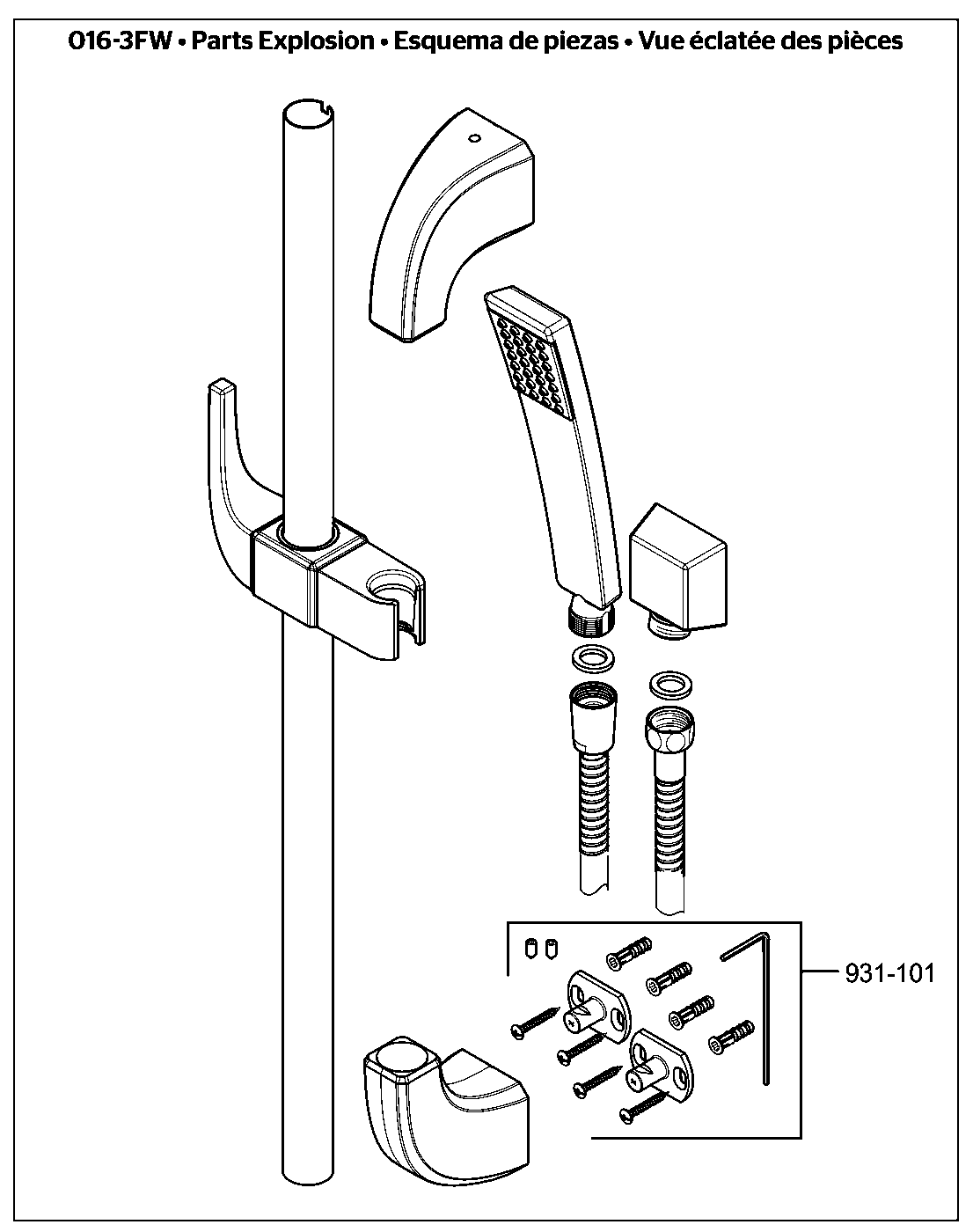 Pfister Handheld Shower Slide Bar Combo parts diagram