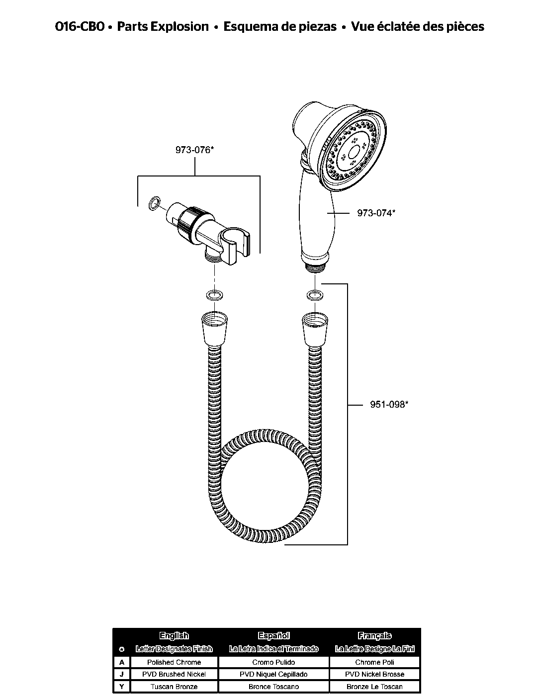 Avalon Multifunction Handheld Shower parts diagram