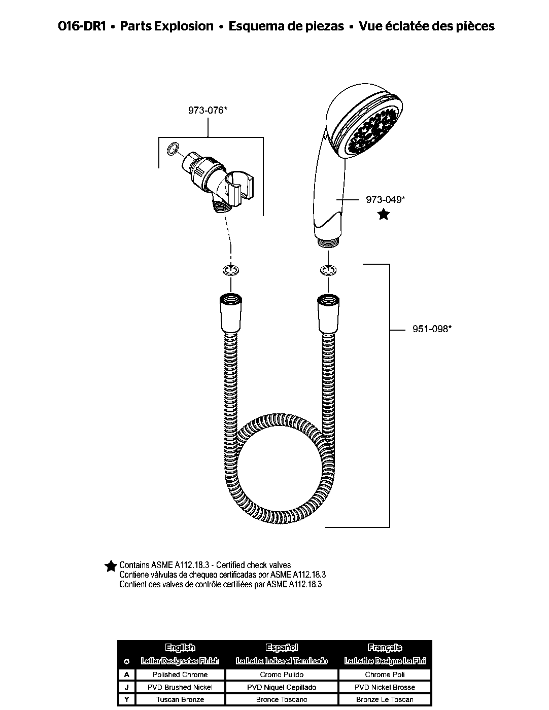 Dream Multifunction Hand Shower parts diagram