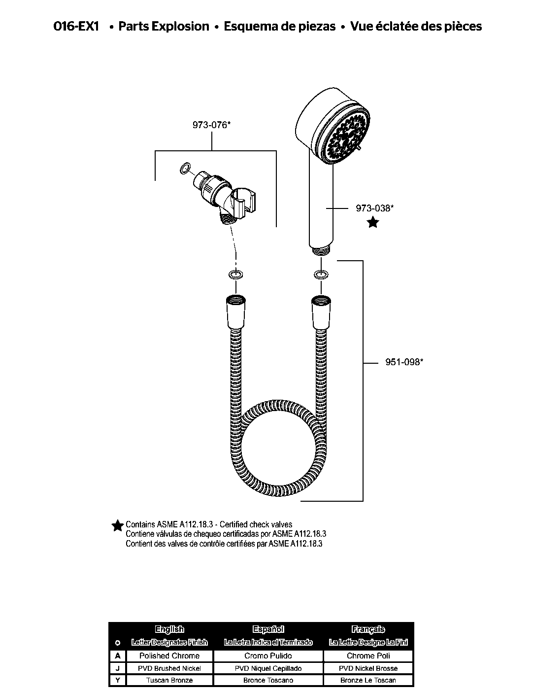 Explore Multifunction Hand Shower parts diagram