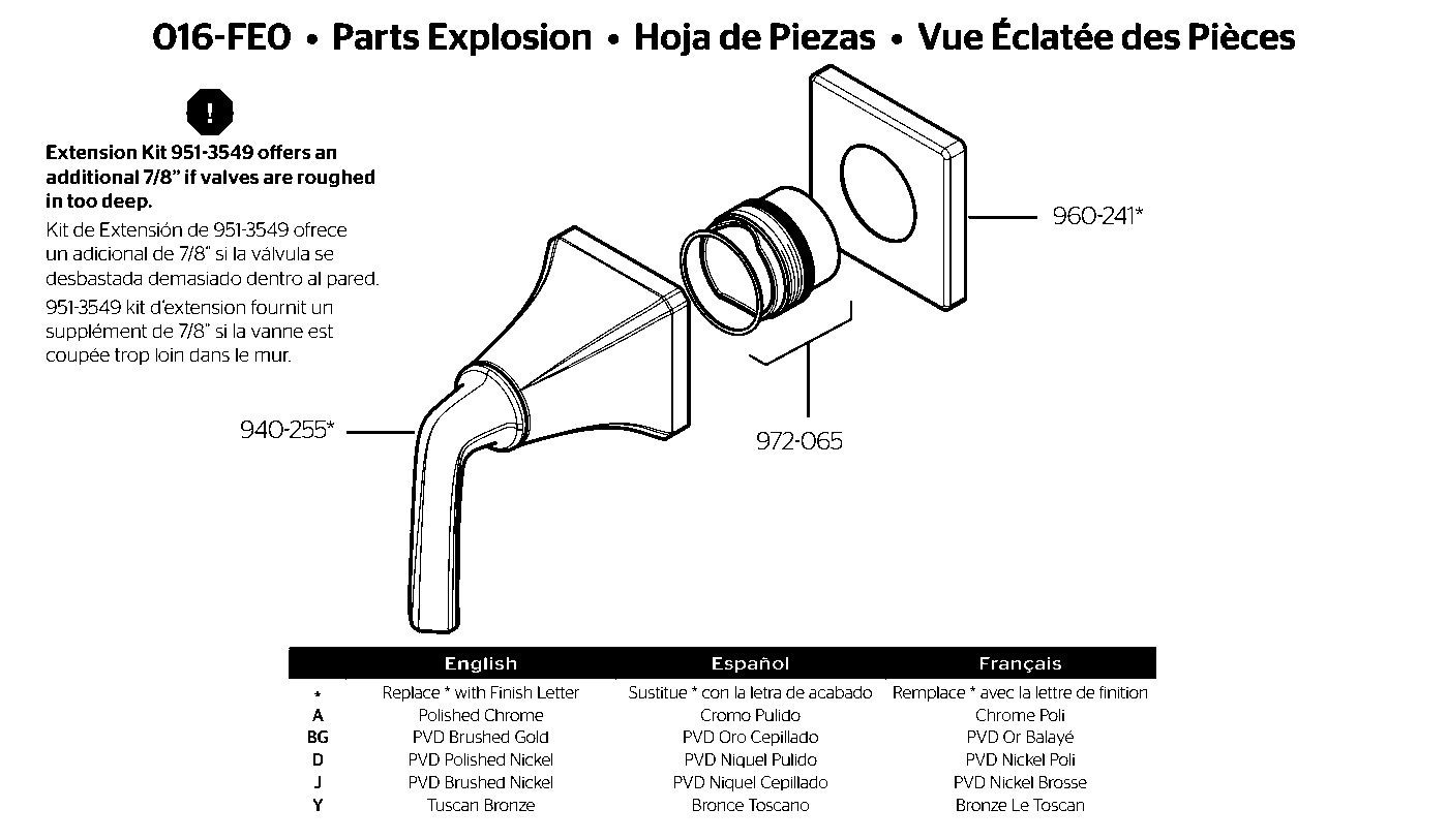 Park Avenue Diverter Trim exploded parts diagram