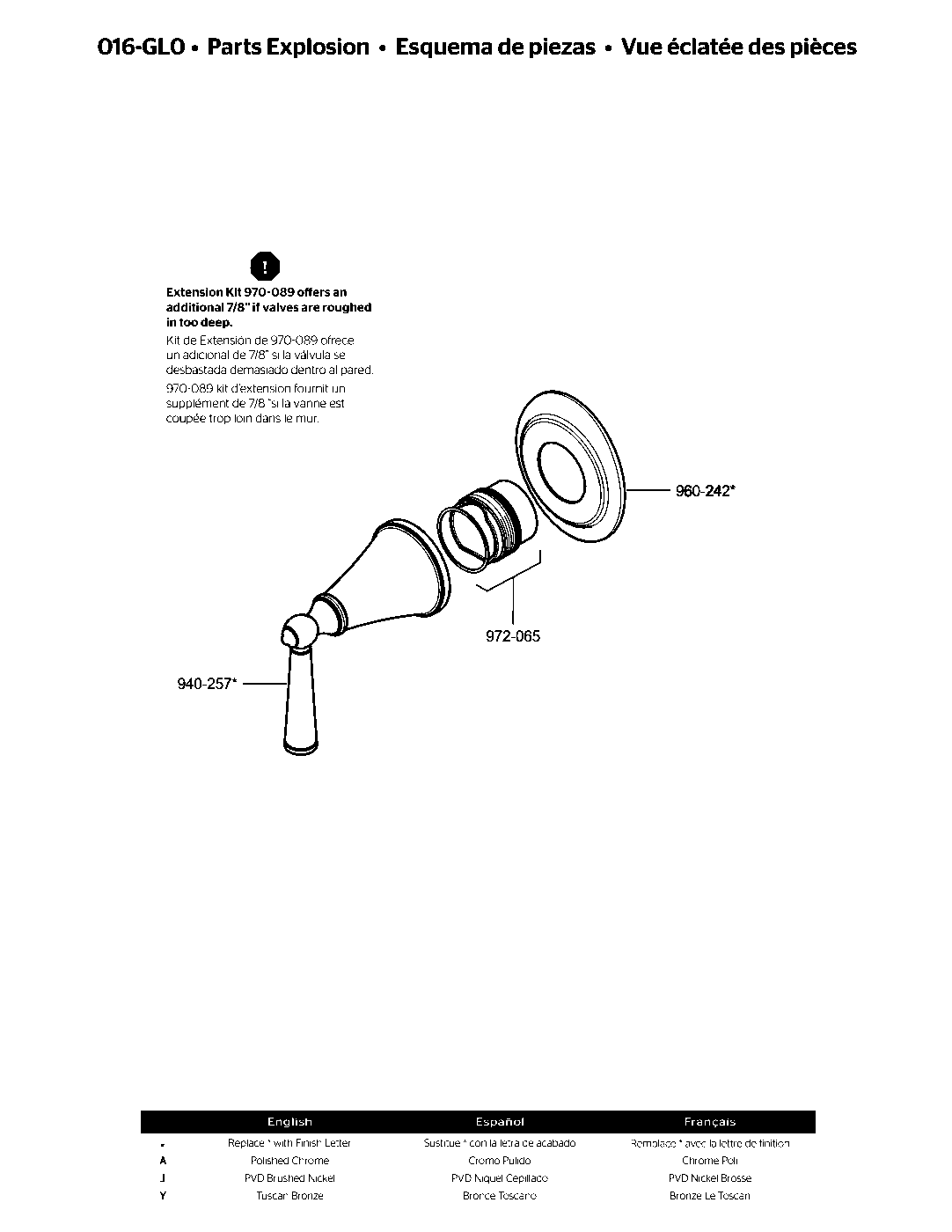Saxton Diverter Trim parts diagram