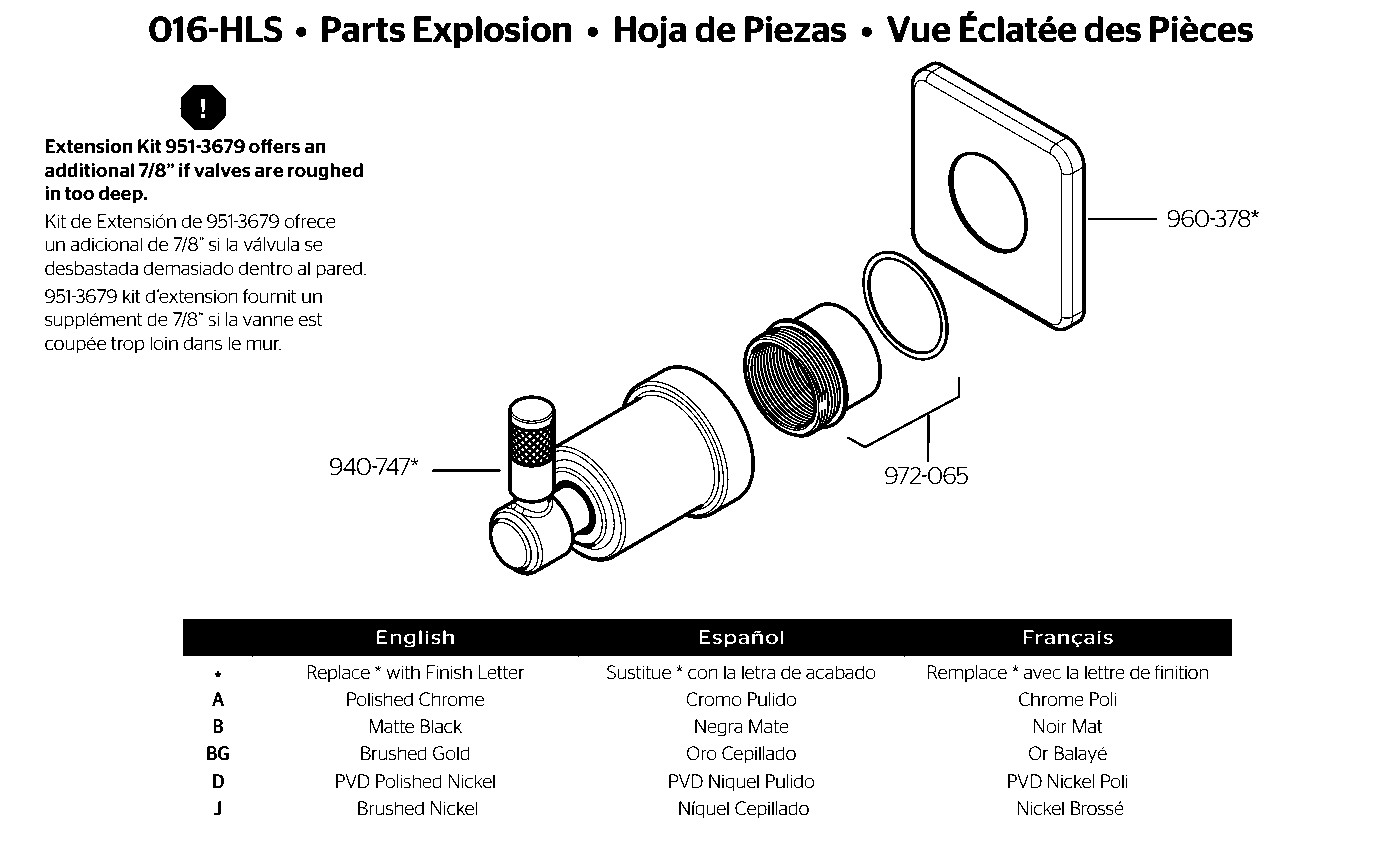 Hillstone Diverter Trim exploded parts diagram