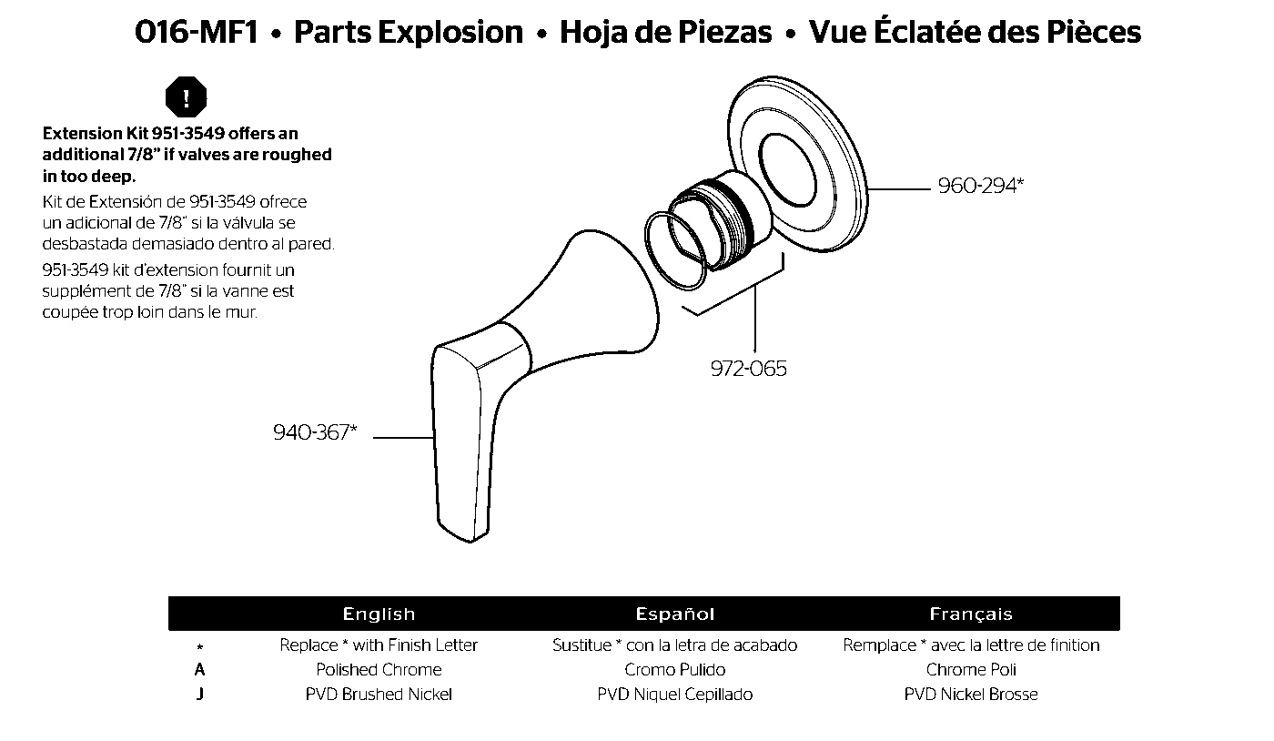 Kelen Diverter Trim exploded parts diagram