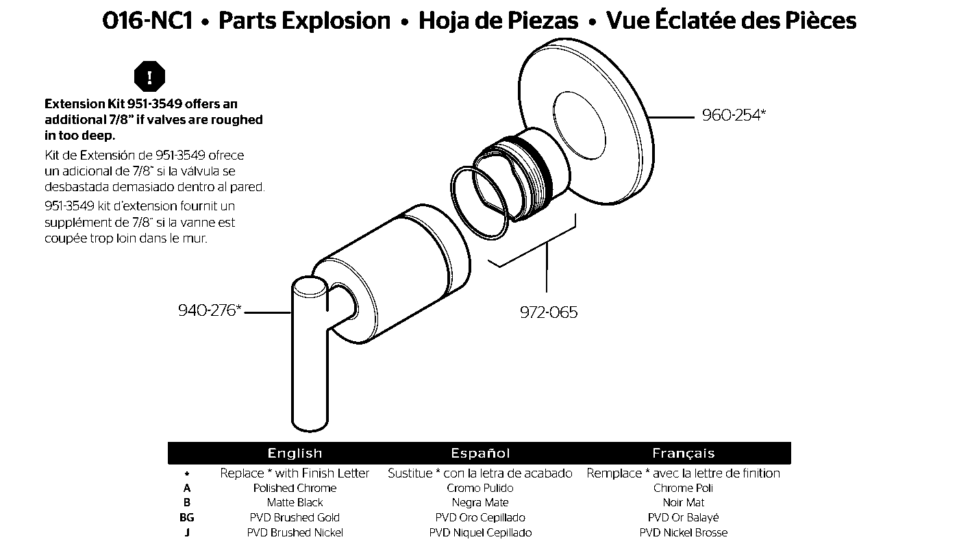 Contempra Diverter Trim exploded parts diagram