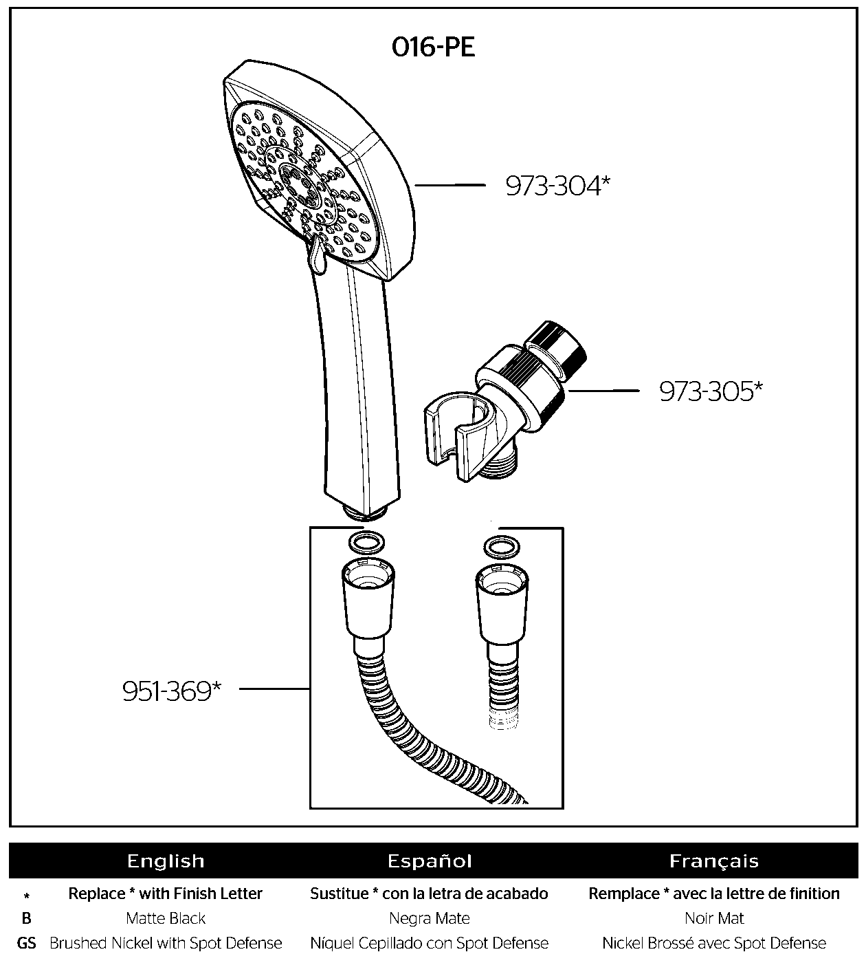 Penn Multifunction Showerhead parts diagram