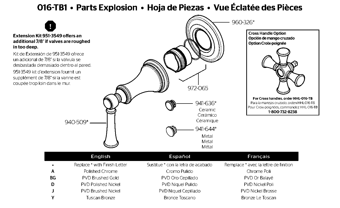 Tisbury Diverter Trim exploded parts diagram