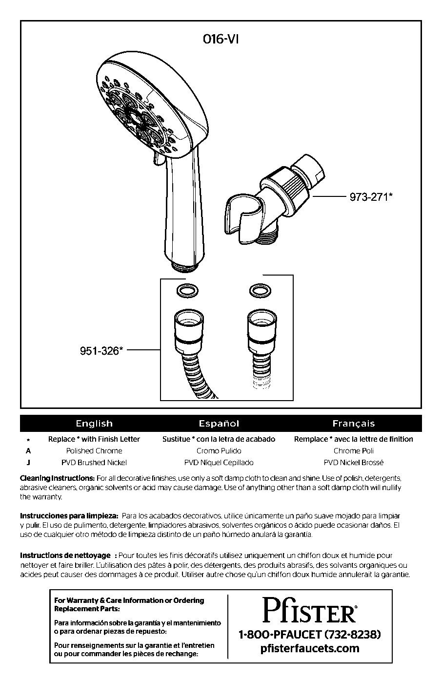 Vie Multifunction Handheld Shower parts diagram