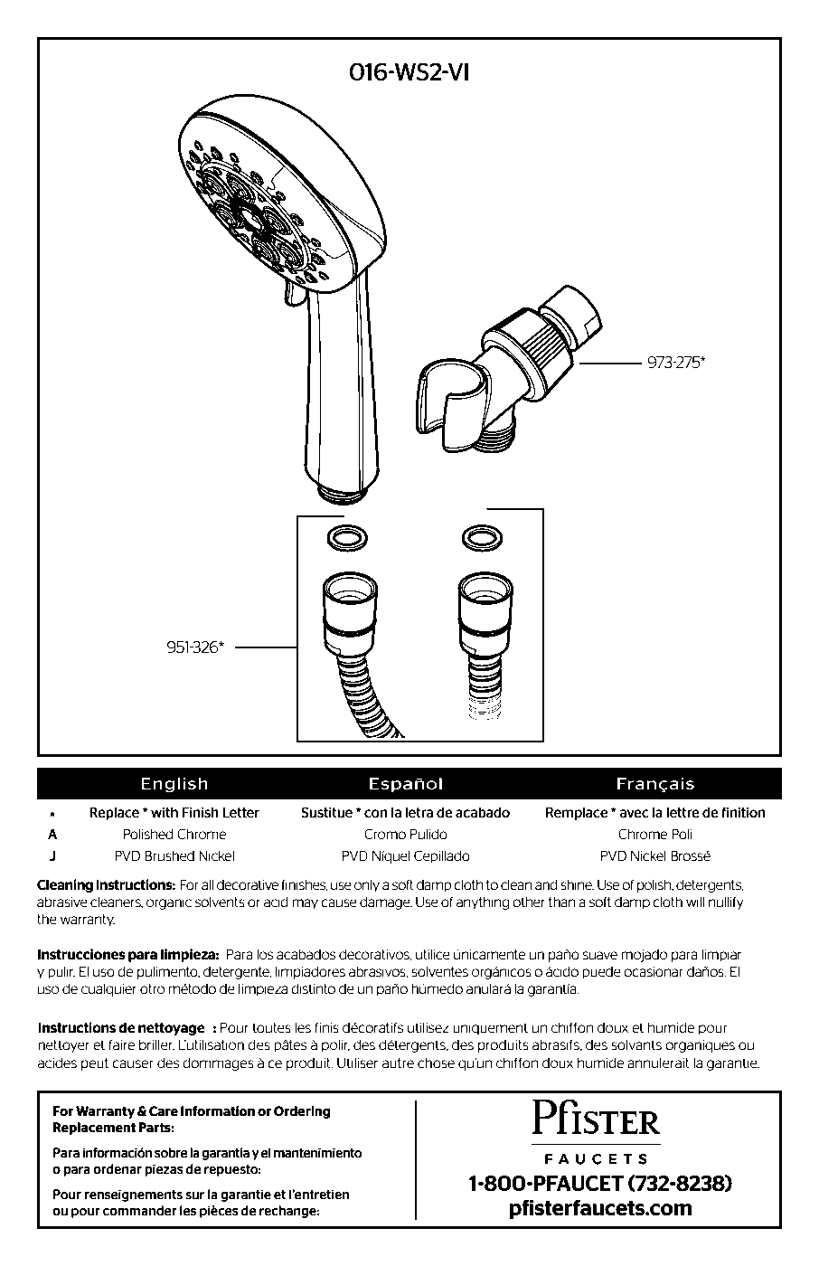 Vie Multifunction Handheld Shower parts diagram