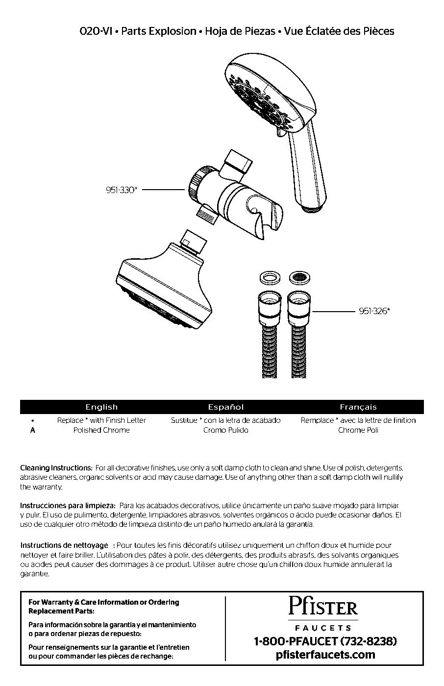 Vie Showerhead and Handheld Shower Combo parts diagram