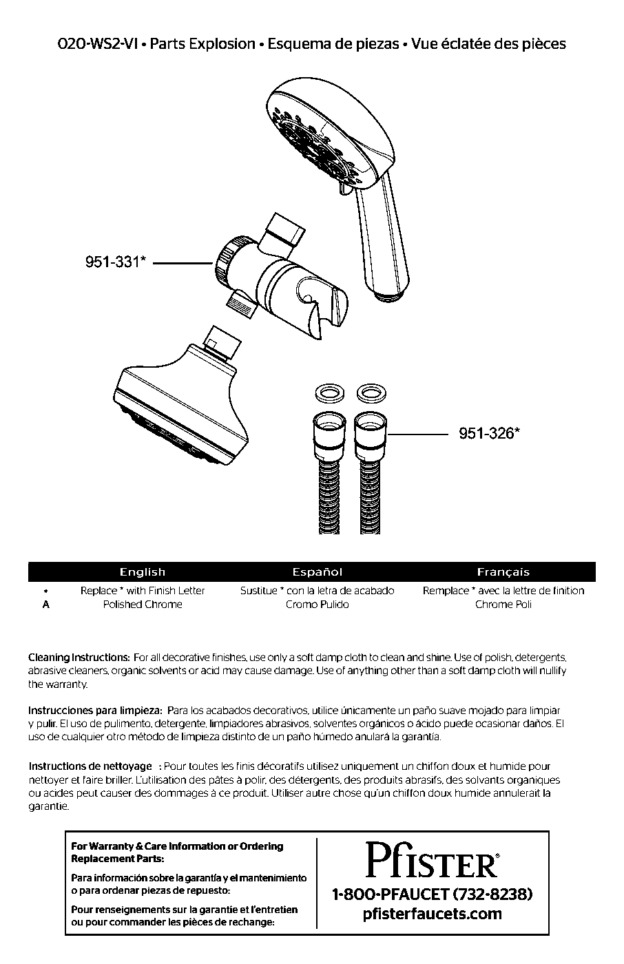 Vie Showerhead and Handheld Shower Combo parts diagram