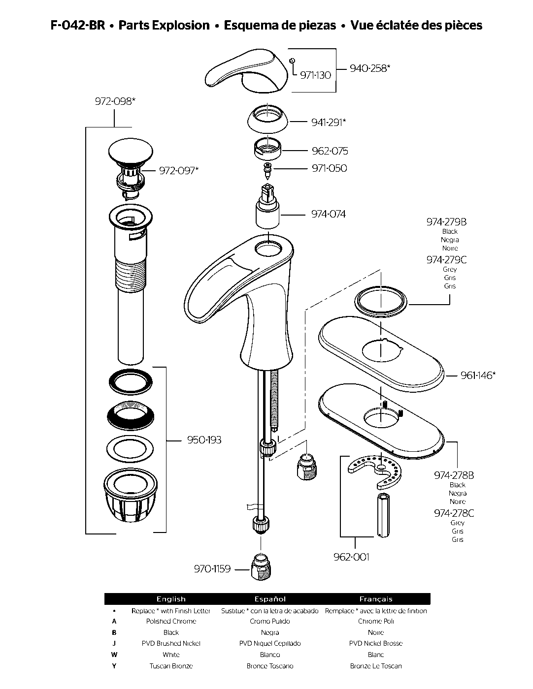 Brea Single Control Bathroom Faucet parts diagram