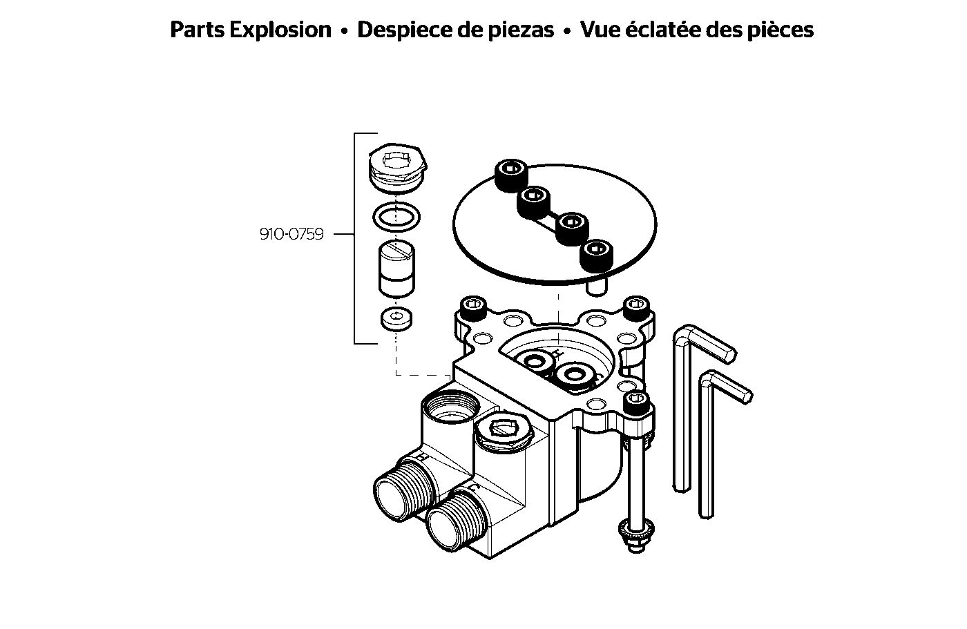 Pfister Free-Standing Tub Filler Valve exploded parts diagram