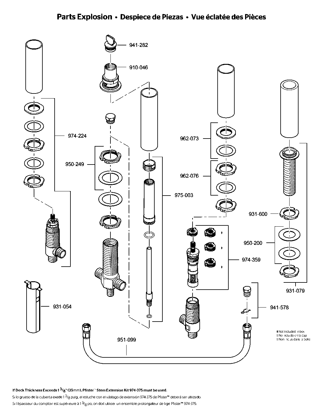 Pfister Roman Tub Valve exploded parts diagram