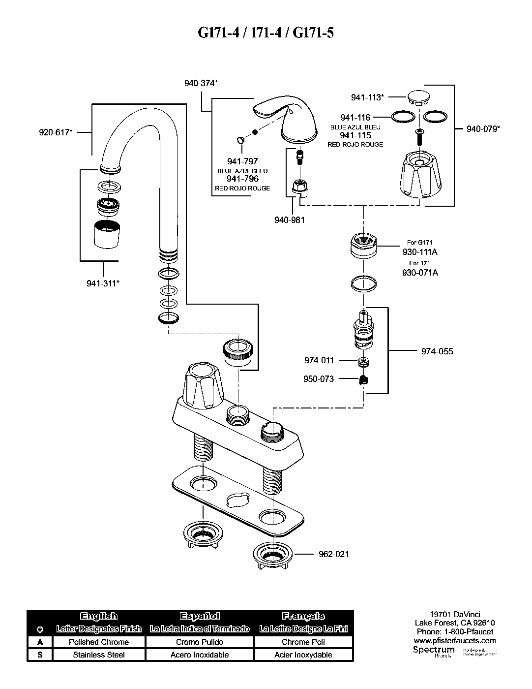 Pfirst Series 2-Handle Bar & Prep Faucet parts diagram