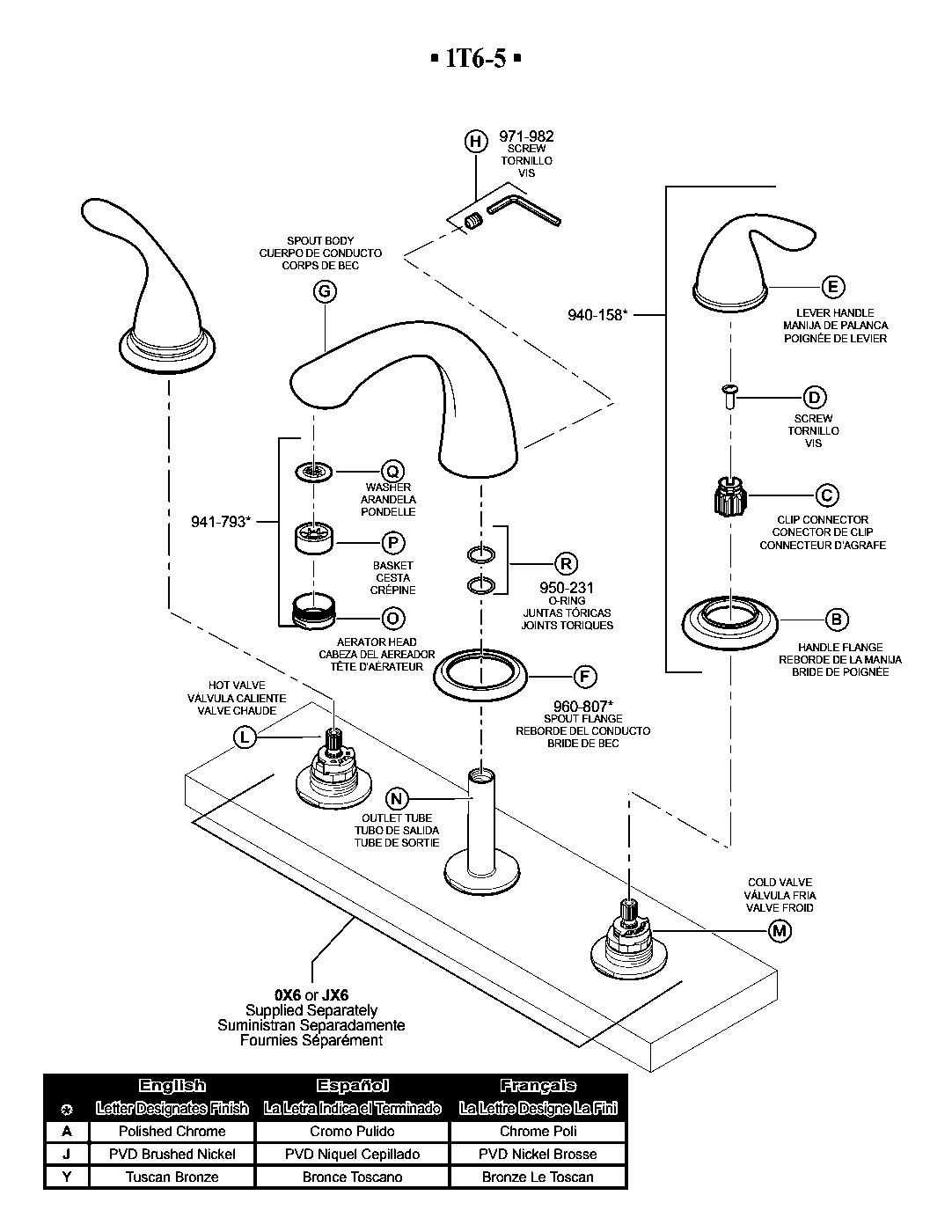 Pfirst Series 2-Handle Roman Tub Trim Kit exploded parts diagram