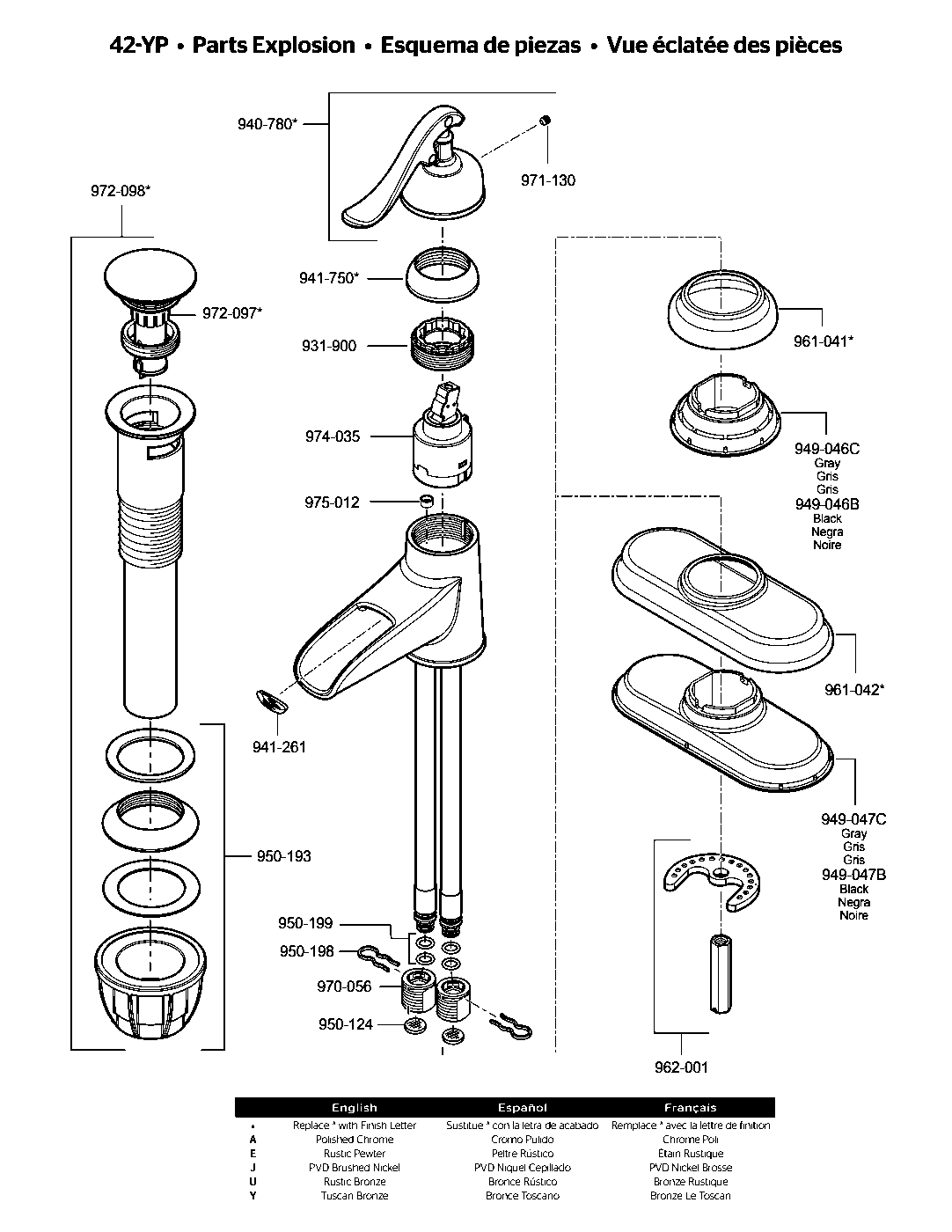 Ashfield Single Control Bathroom Faucet parts diagram
