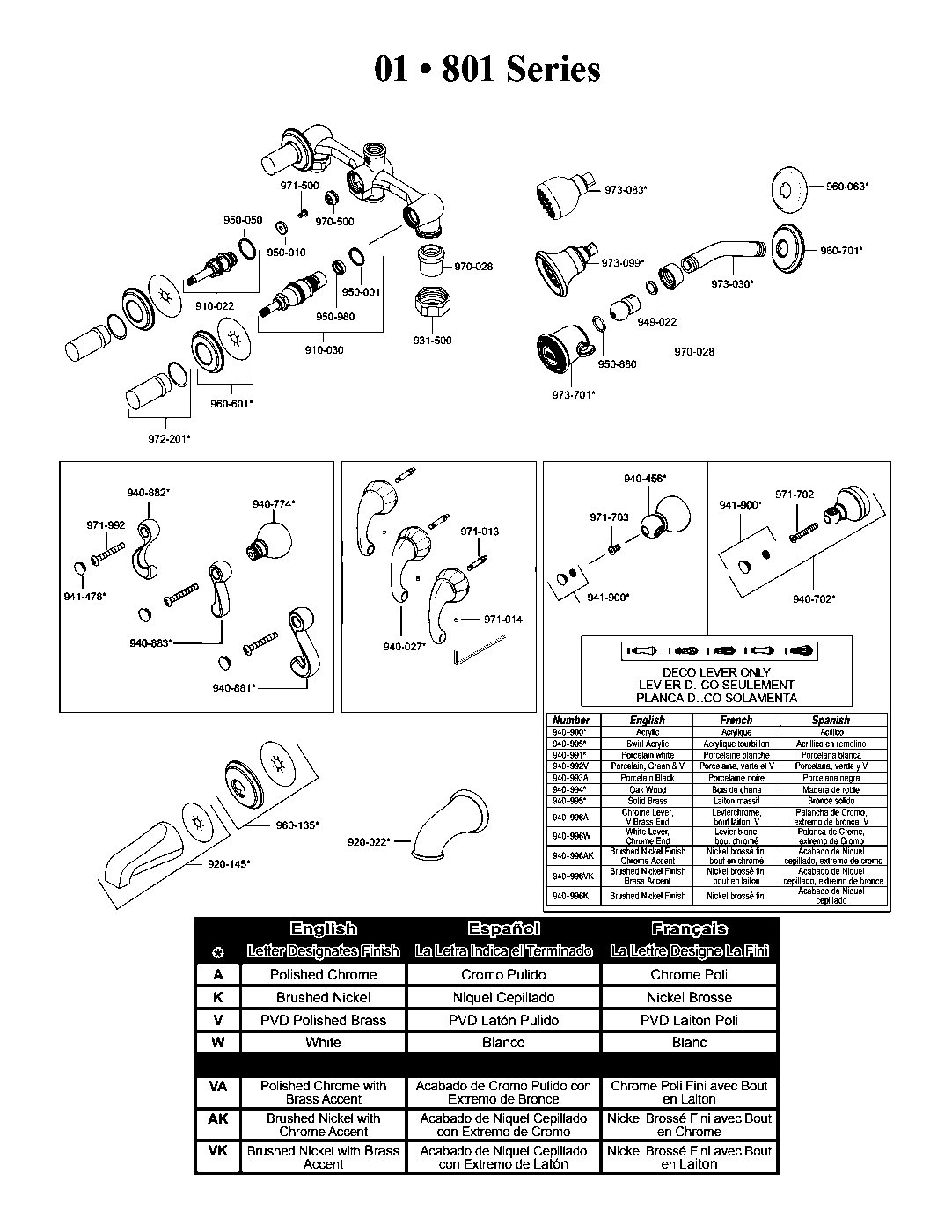Treviso 3-Handle Tub & Shower Trim with Valve parts diagram