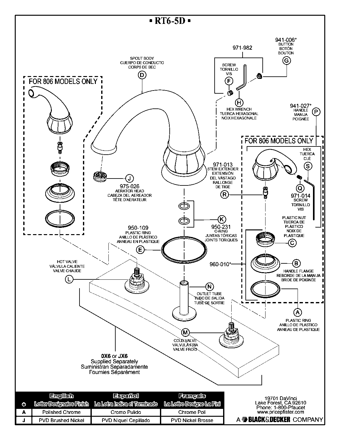 Treviso 2-Handle Roman Tub with Valve parts diagram