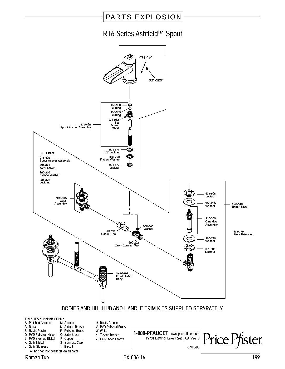 Ashfield 2-Handle Roman Tub with Valve parts diagram