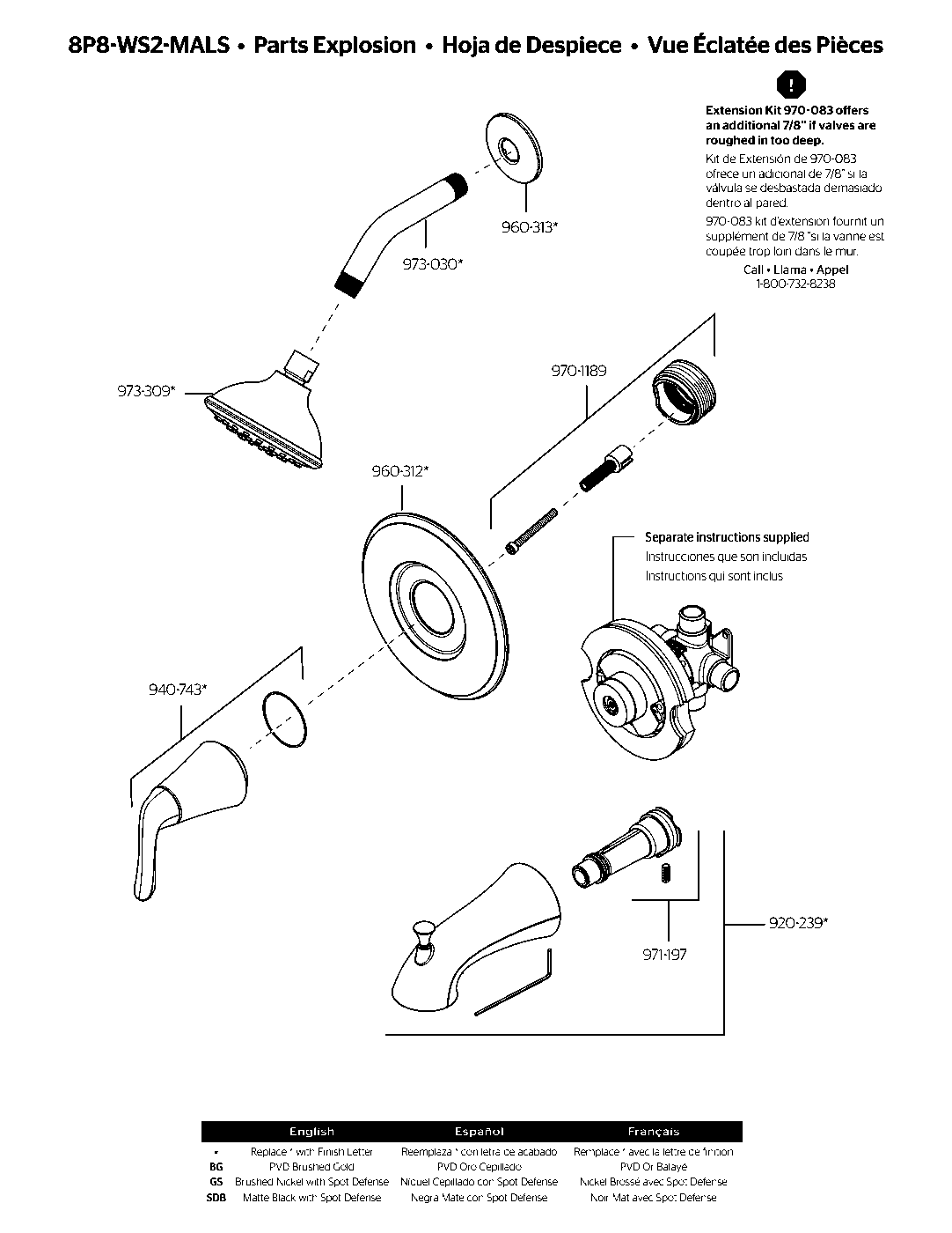 Willa 1-Handle Tub & Shower Faucet parts diagram