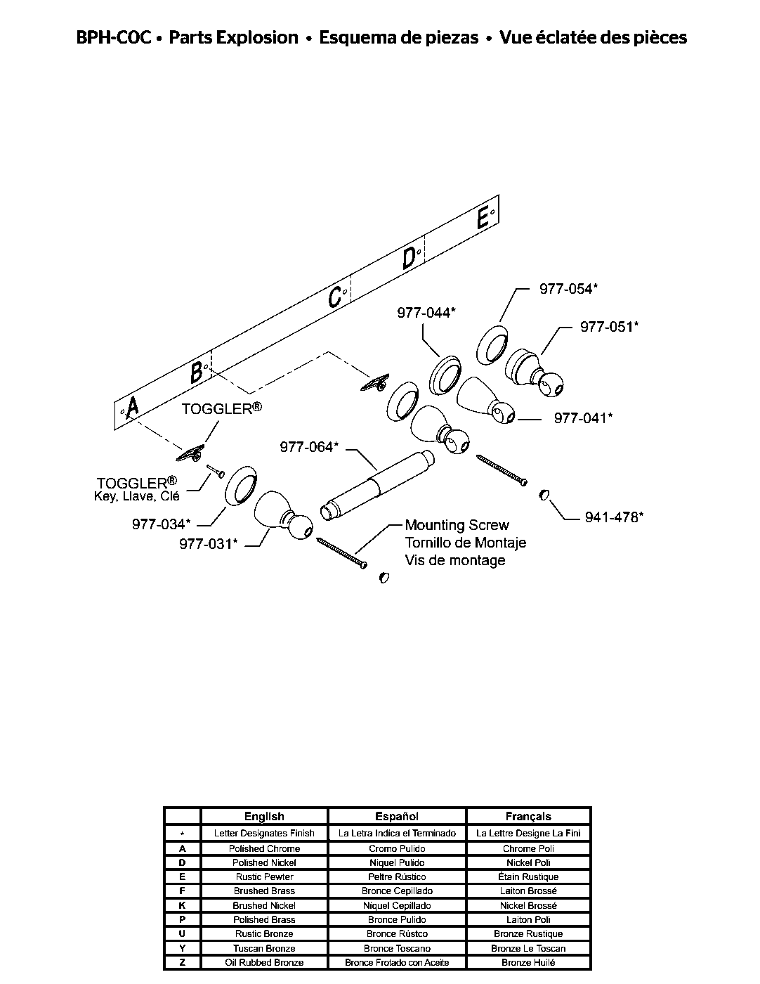Conical Toilet Paper Holder parts diagram