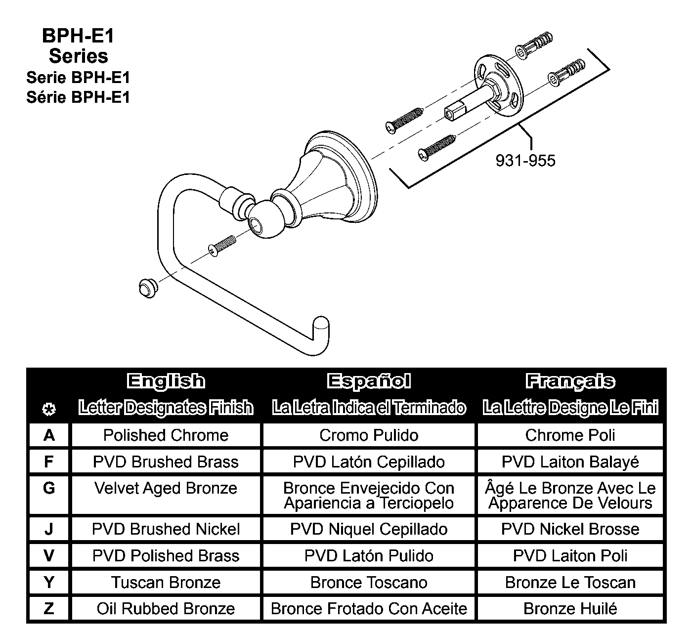 Catalina Toilet Paper Holder parts diagram