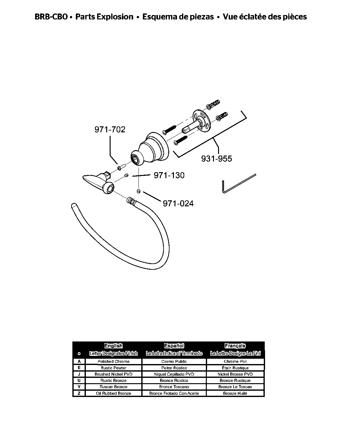 Avalon Towel Ring exploded parts diagram