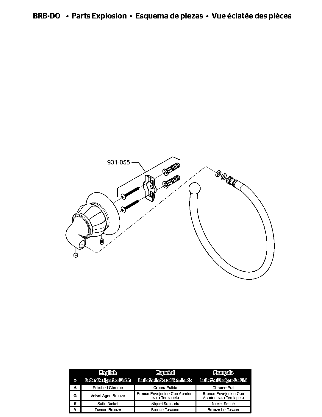 Treviso Towel Ring parts diagram
