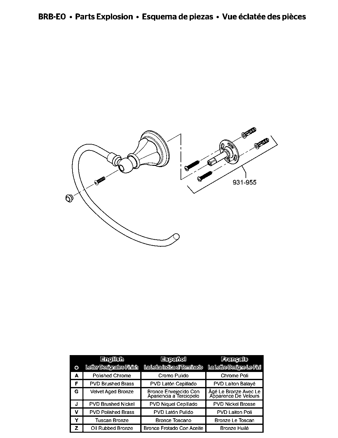 Catalina Towel Ring parts diagram