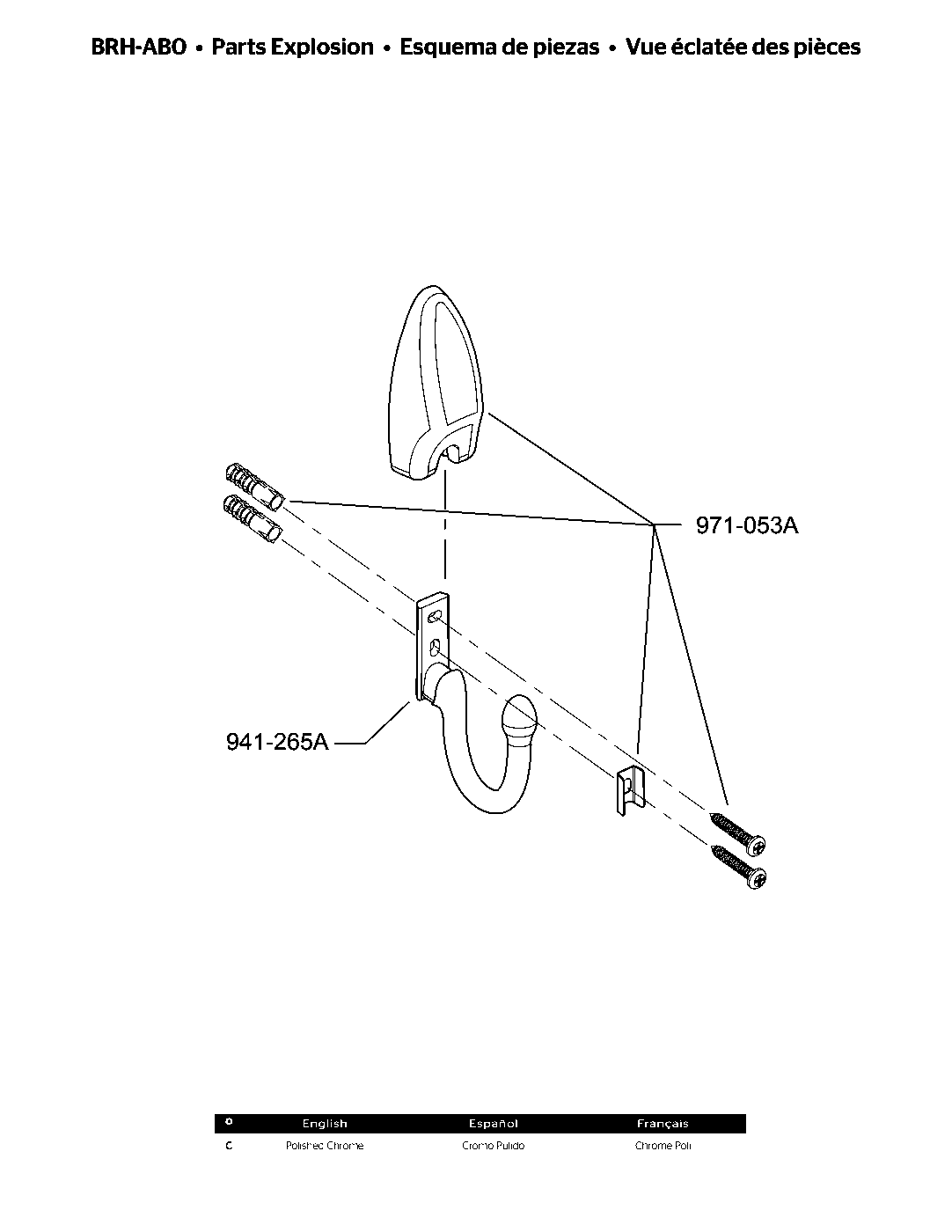 Arles Robe Hook parts diagram
