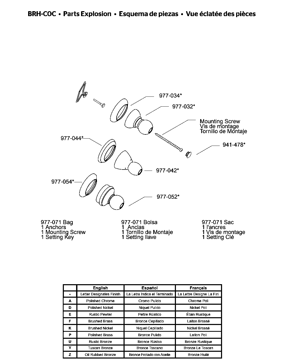 Conical Robe Hook parts diagram
