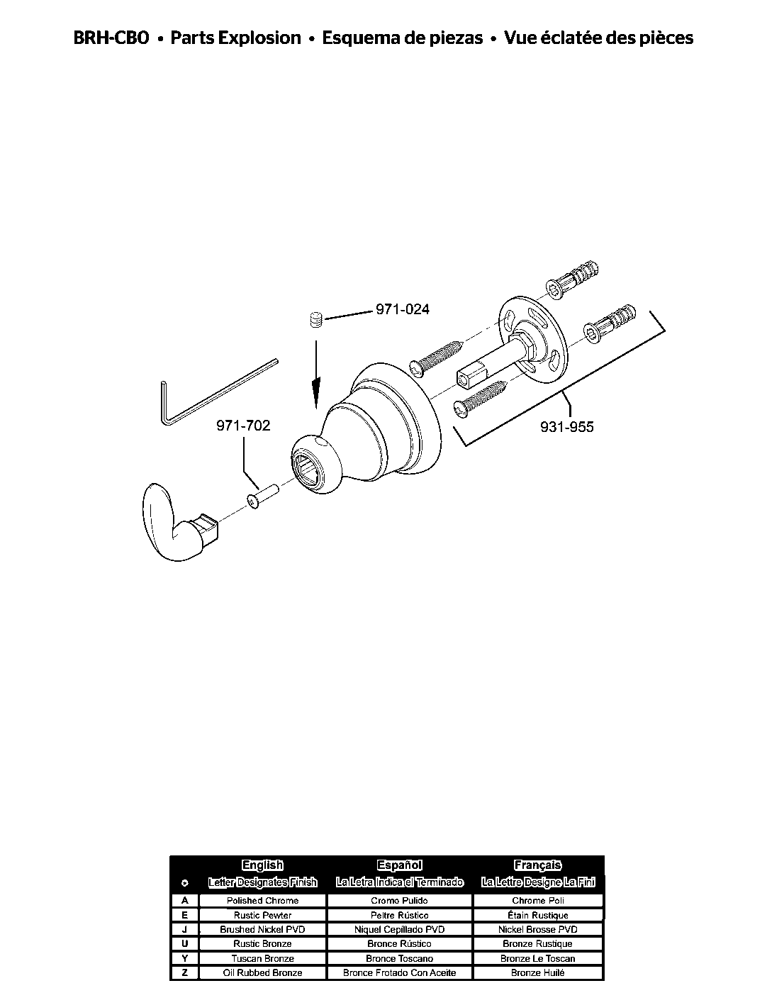 Avalon Robe Hook exploded parts diagram