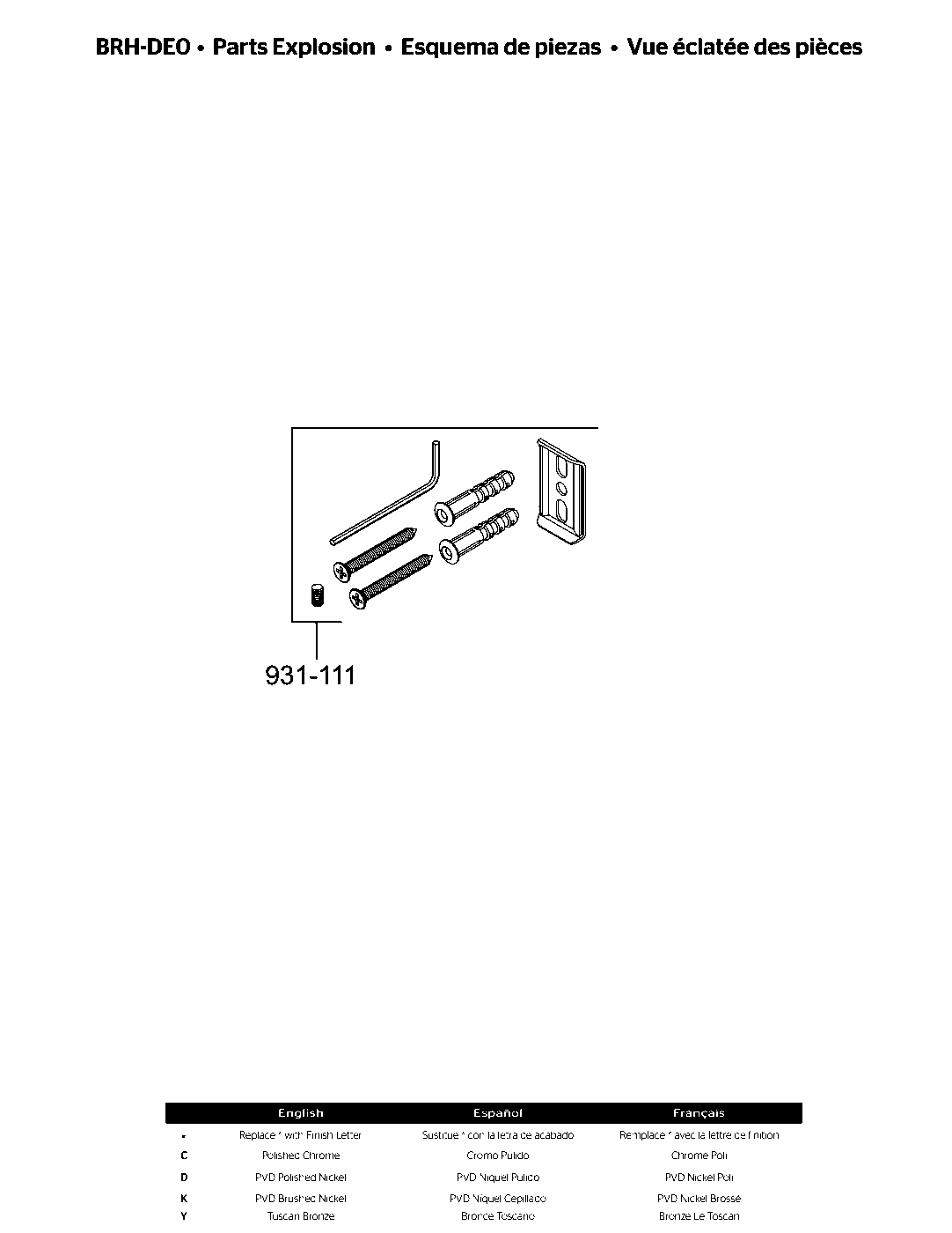 Arterra Robe Hook parts diagram