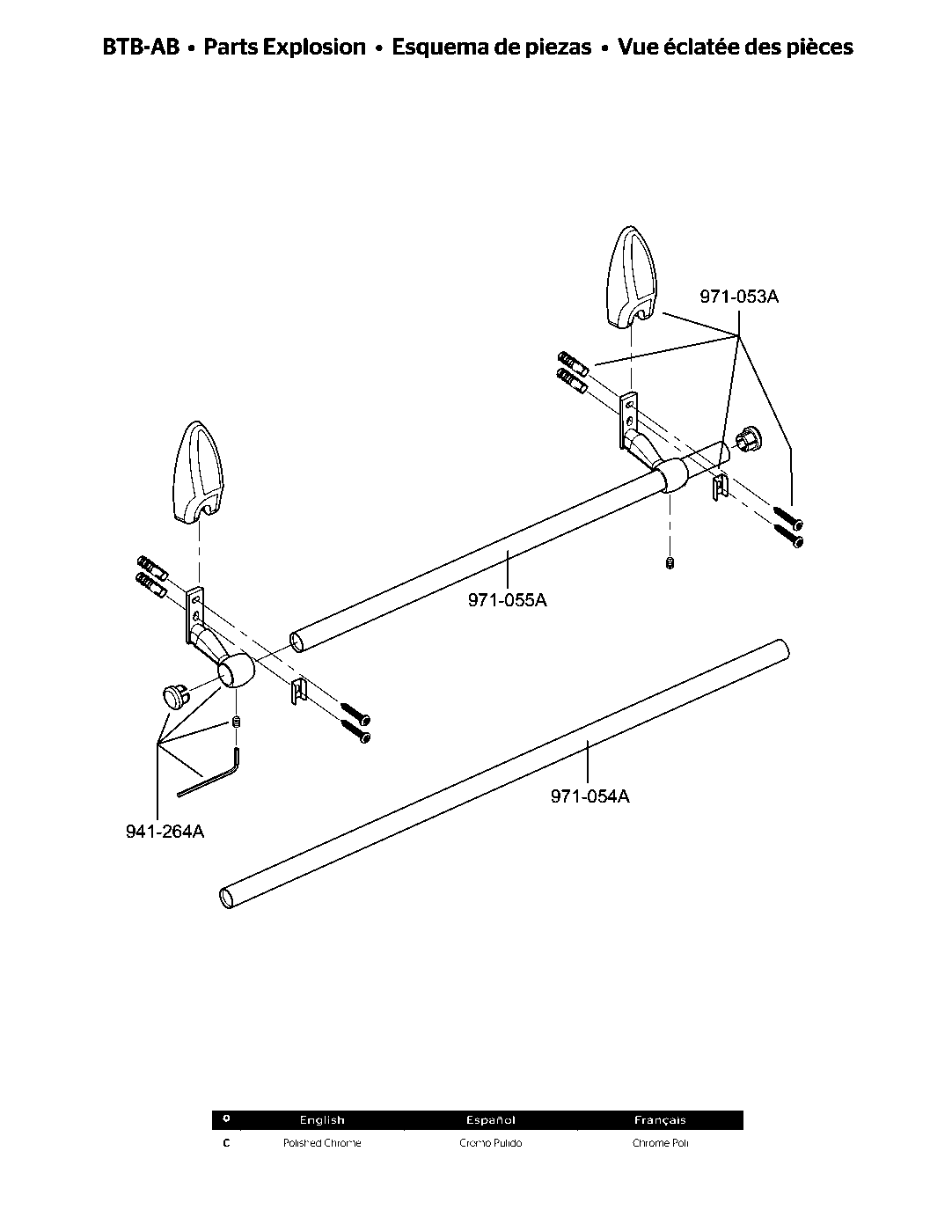 Arles 18" Towel Bar parts diagram