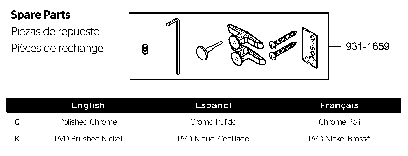 Willa Bathroom Accessories Kit parts diagram