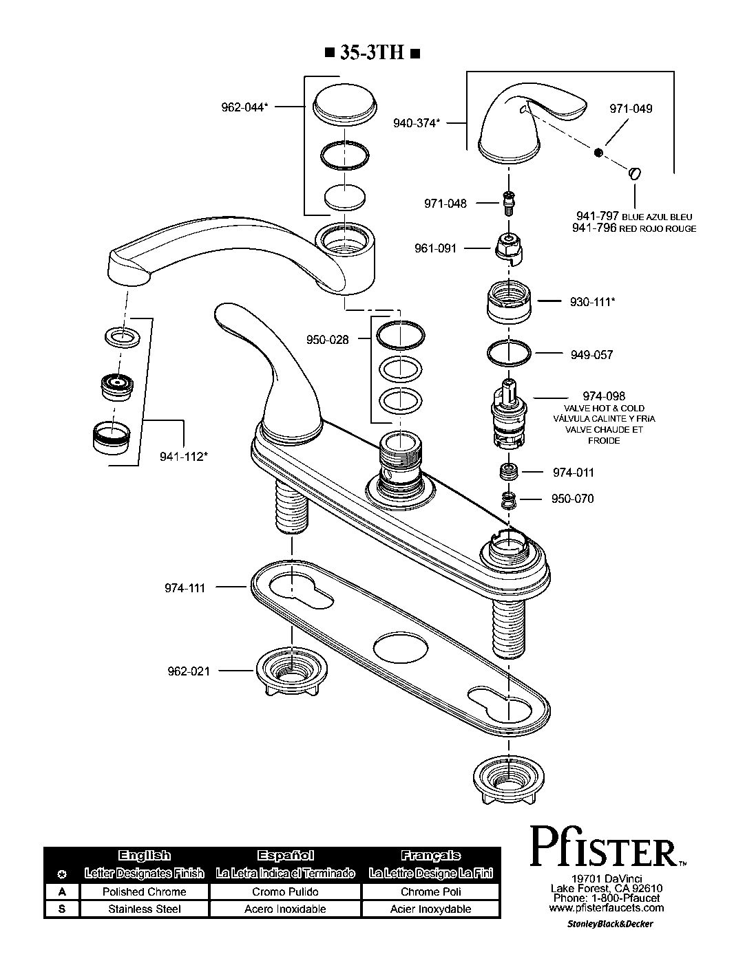 Delton 2-Handle Kitchen Faucet parts diagram