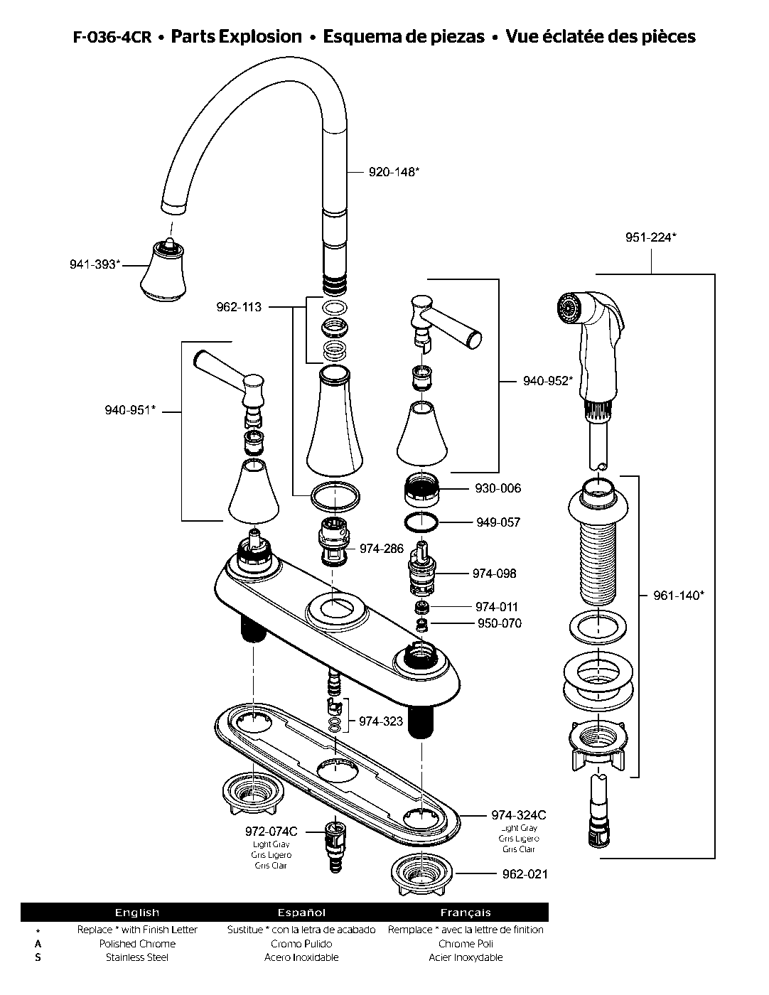 Cantara 2-Handle Kitchen Faucet parts diagram