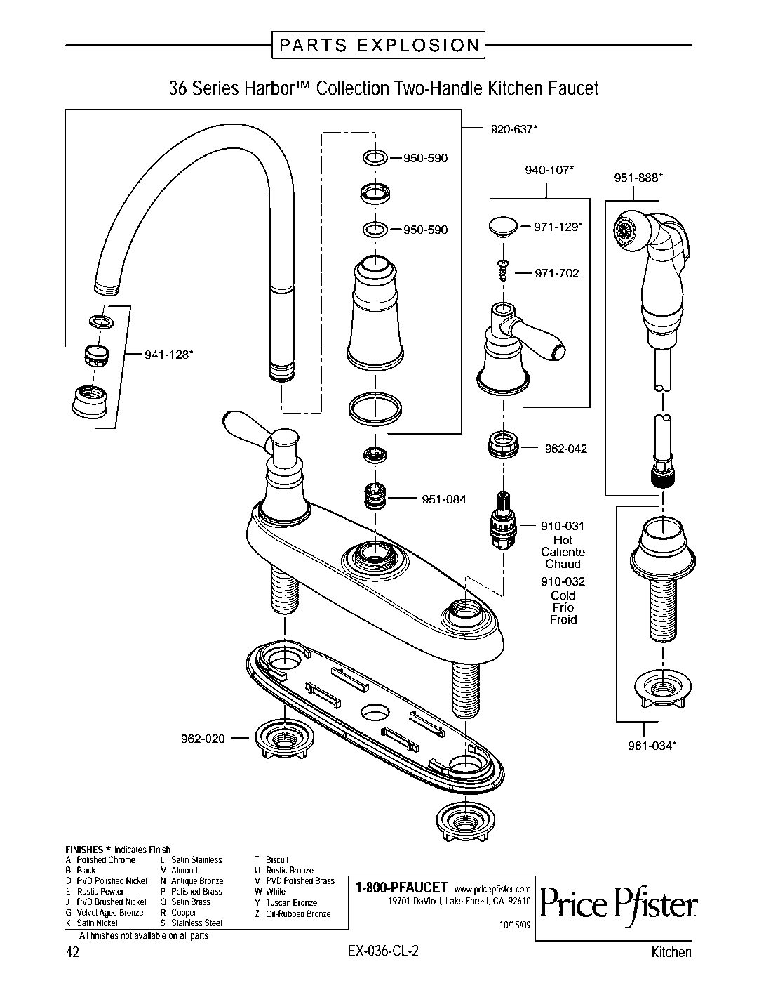 Harbor 2-Handle Kitchen Faucet parts diagram