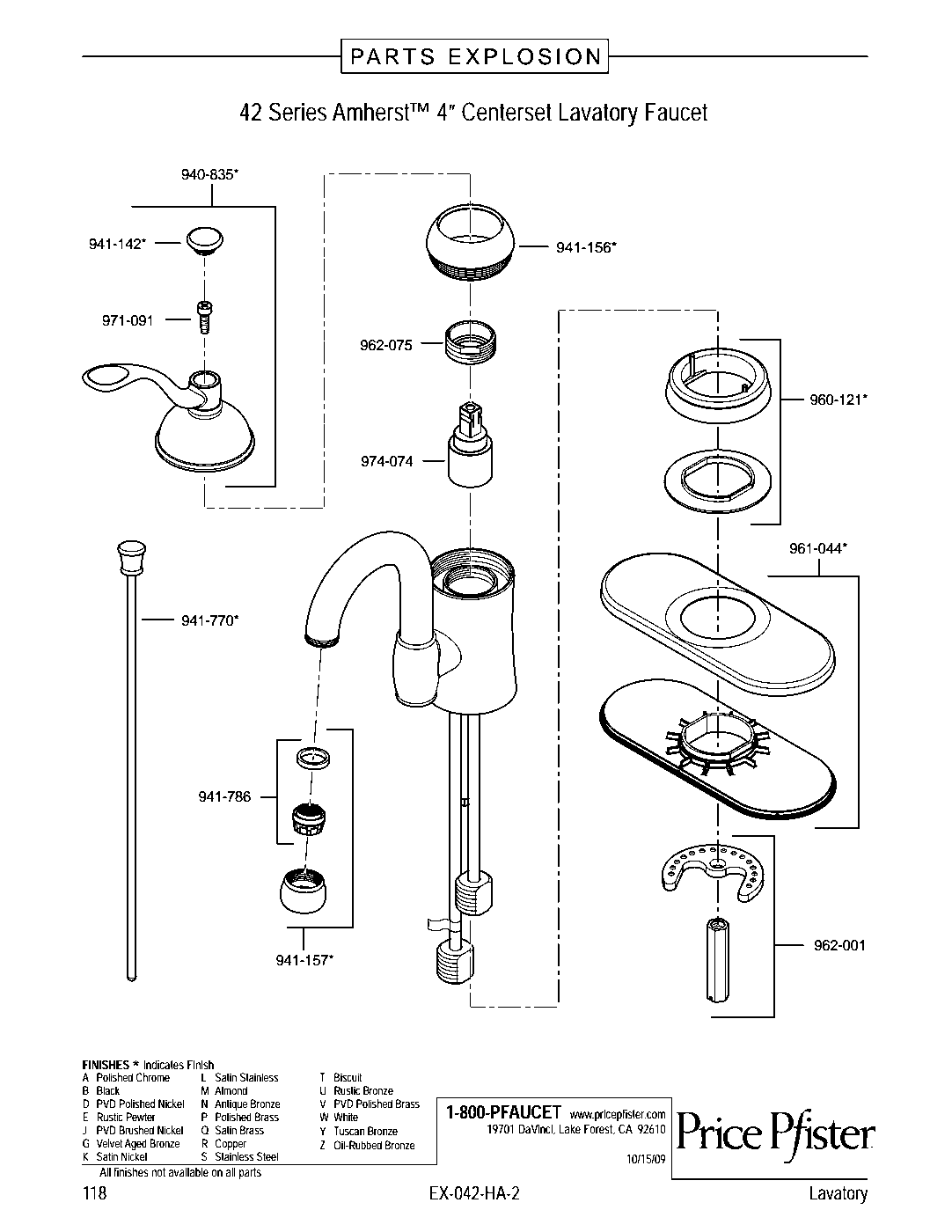 Amherst Single Control Bathroom Faucet parts diagram