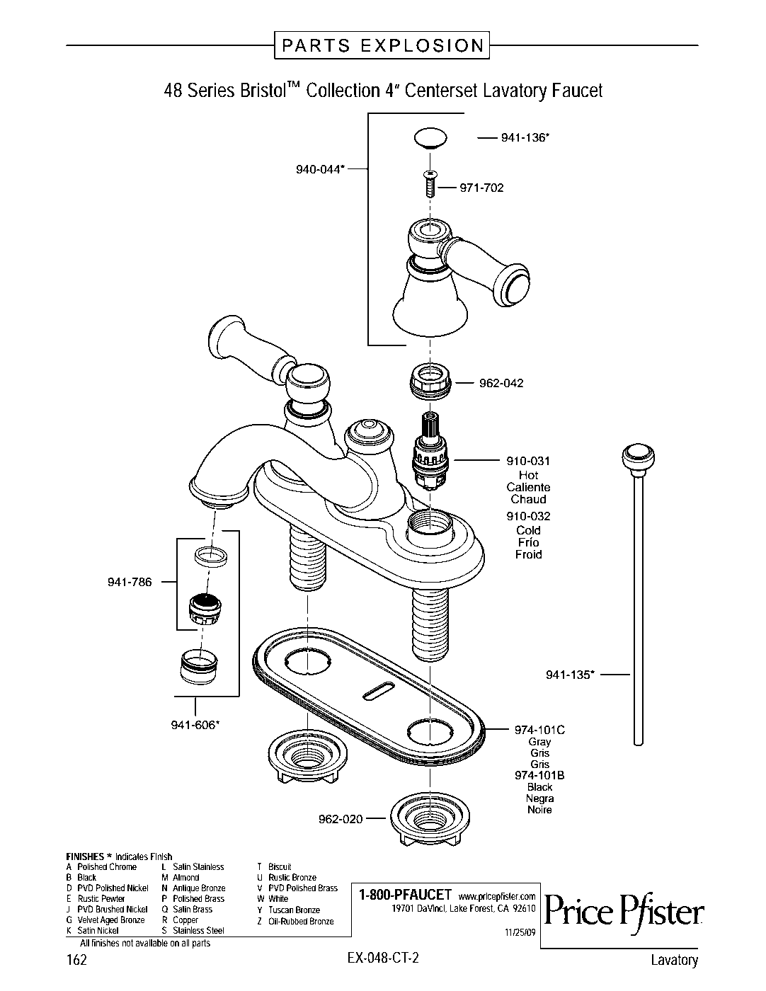 Bristol 2-Handle 4" Centerset Bathroom Faucet parts diagram
