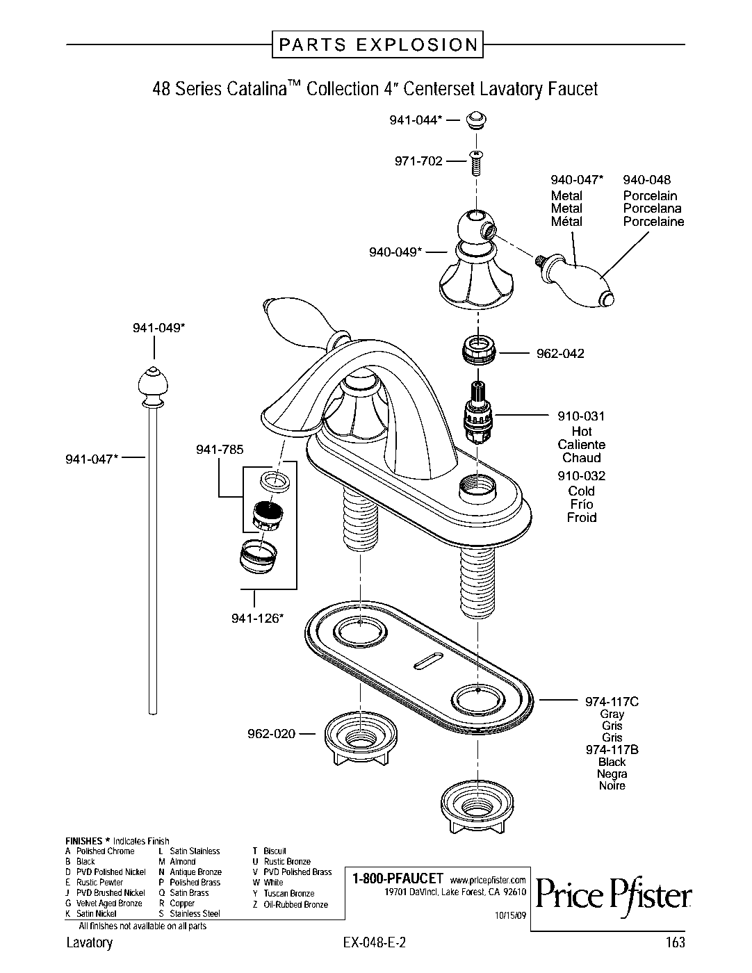 Catalina 2-Handle 4" Centerset Bathroom Faucet parts diagram