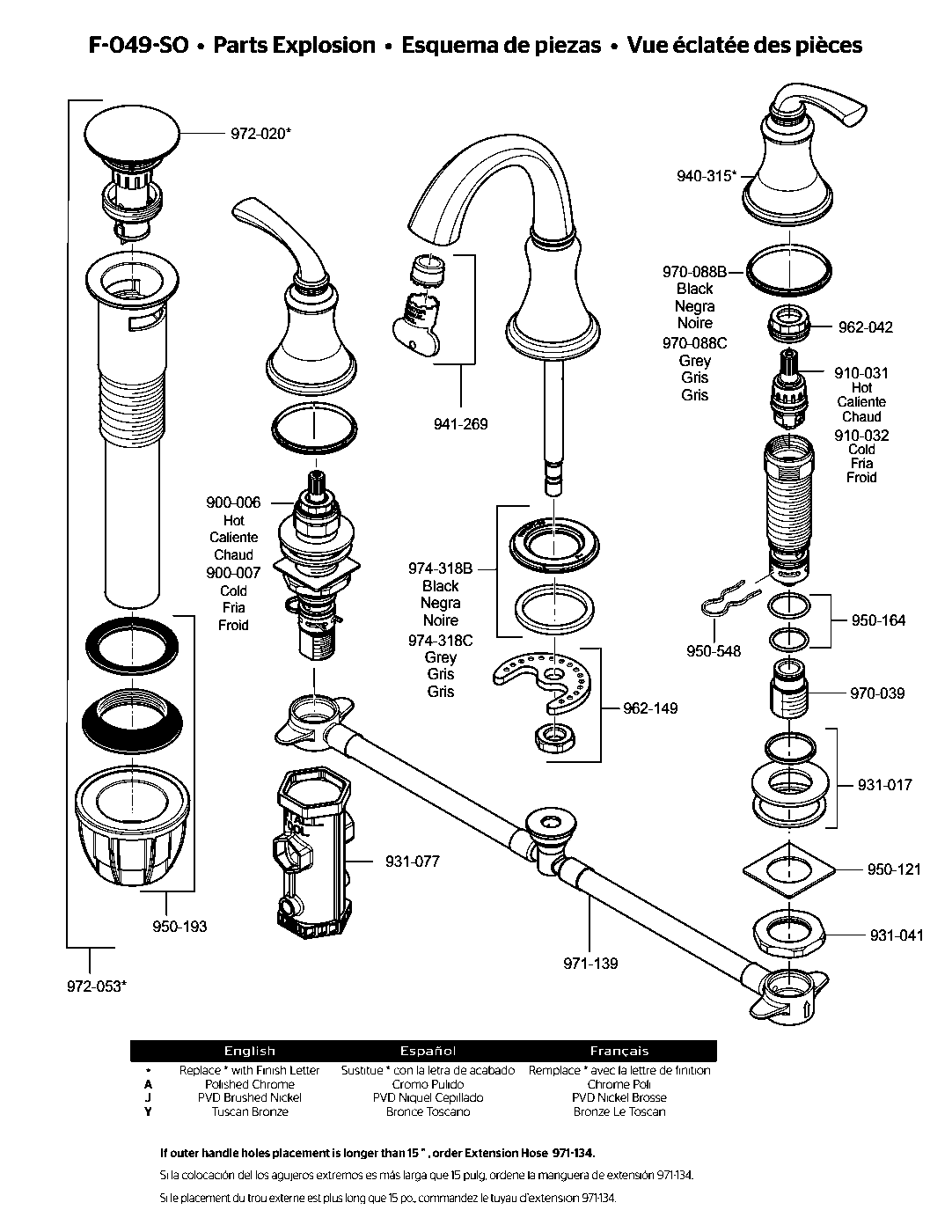 Solita 2-Handle 8" Widespread Bathroom Faucet parts diagram