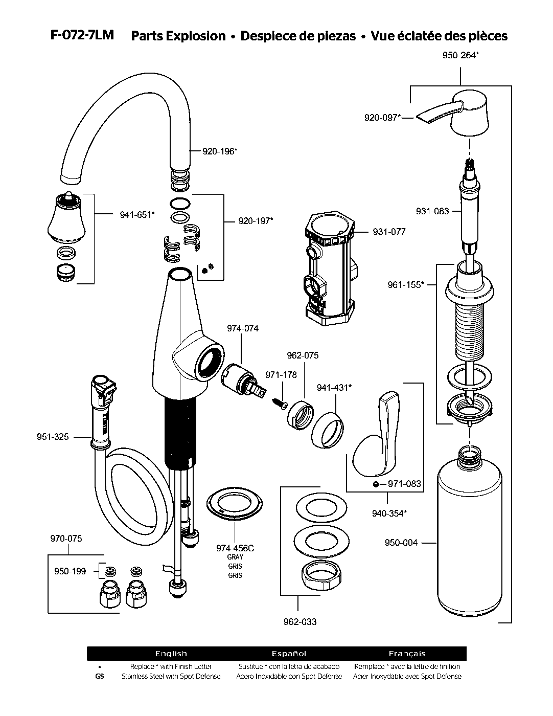 Lima 1-Handle Bar & Prep Faucet parts diagram