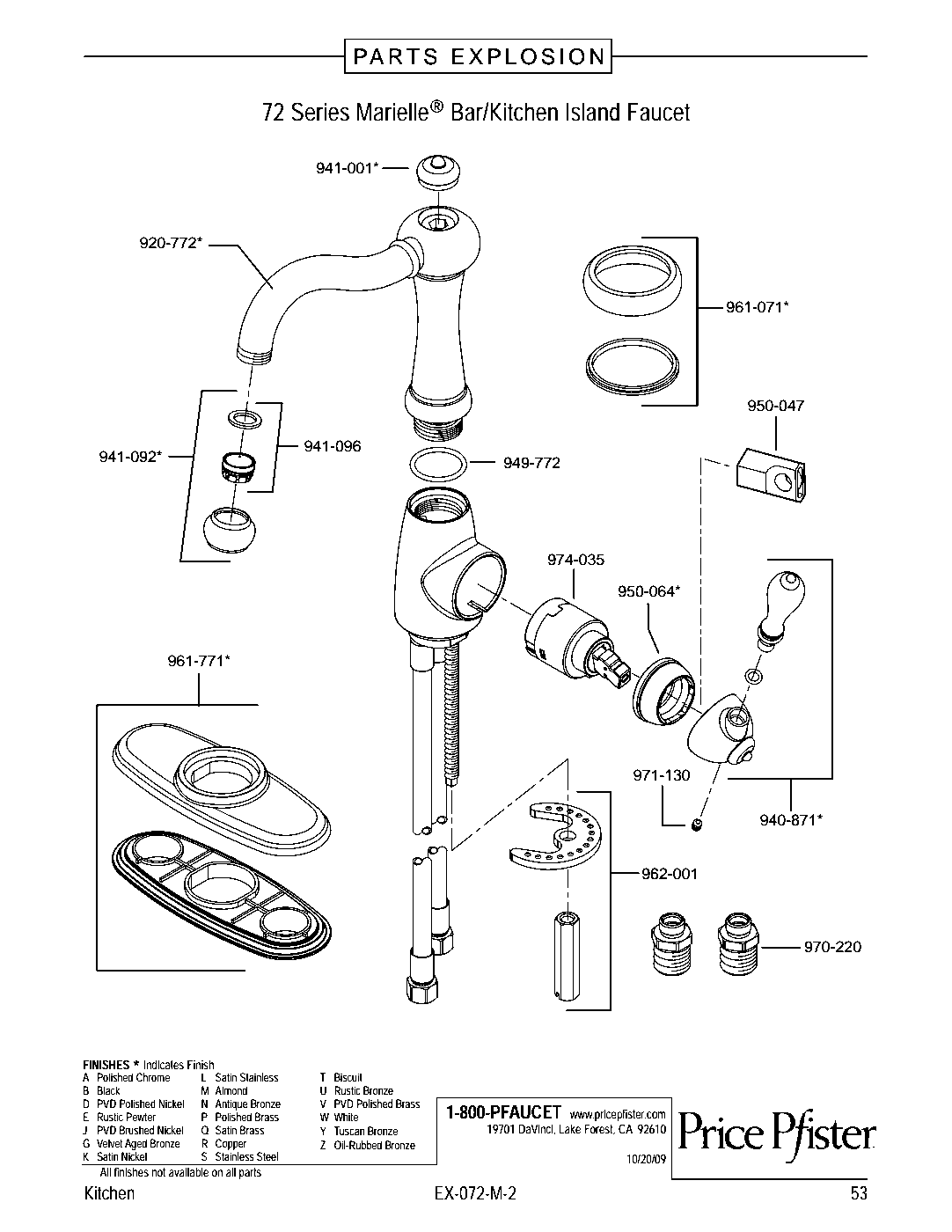 Marielle 1-Handle Bar & Prep Faucet parts diagram