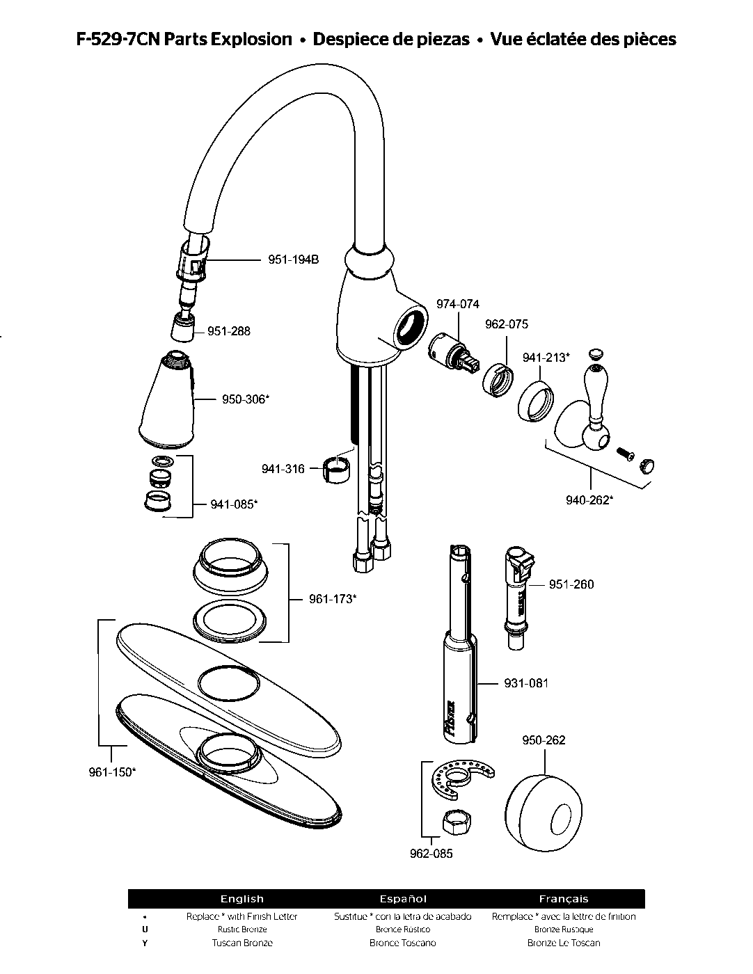 Canton 1-Handle Pull-Down Kitchen Faucet parts diagram