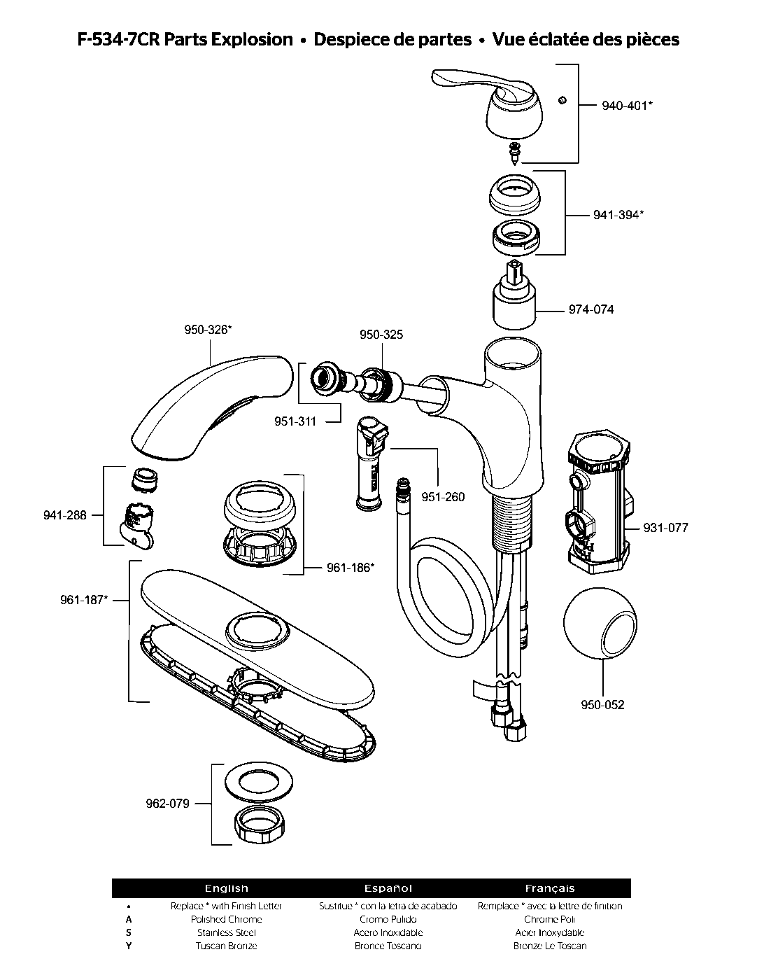 Cantara 1-Handle Pull-Out Kitchen Faucet parts diagram