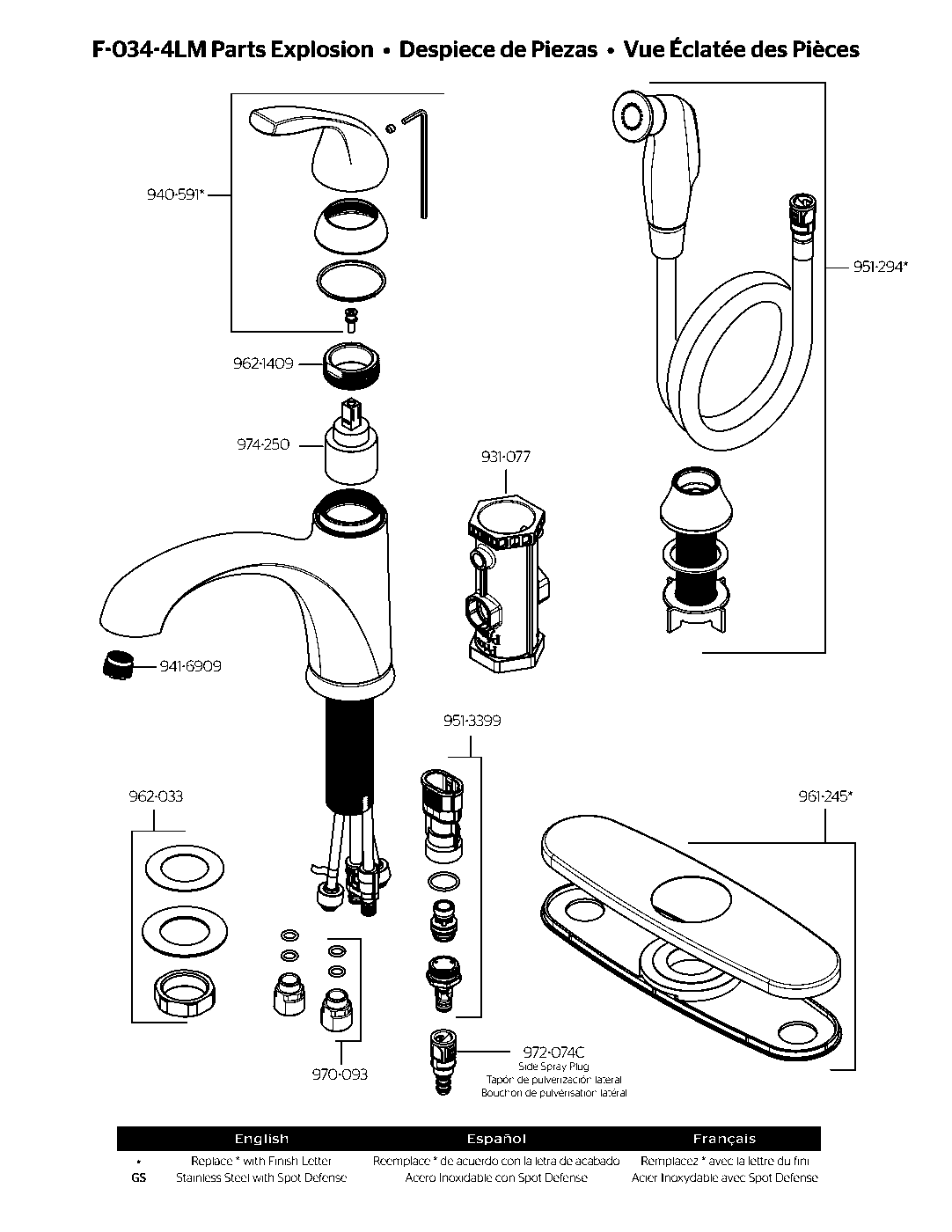 Lima 1-Handle Kitchen Faucet parts diagram