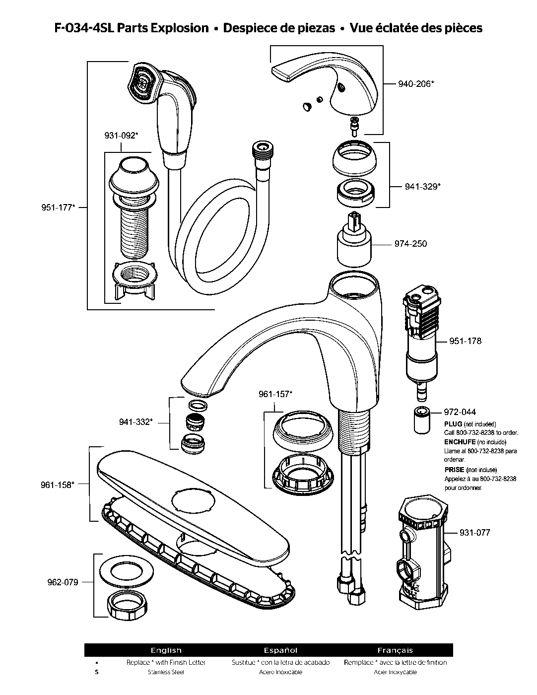 Selia 1-Handle Kitchen Faucet parts diagram